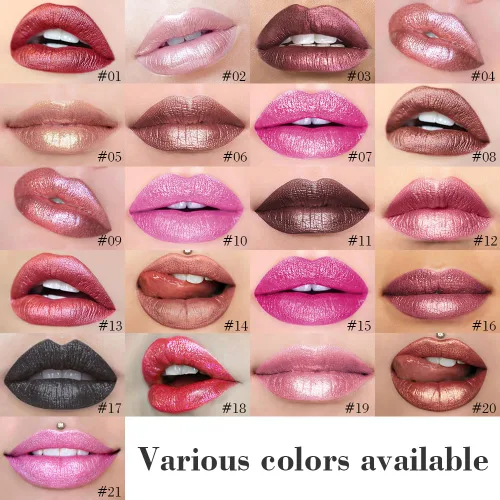 Miniatura 8 de evpct Juego de delineador de labios y lápiz labial metálico rosa claro, para mujeres, de larga duración, impermeable, 24 unidades, color rosa claro