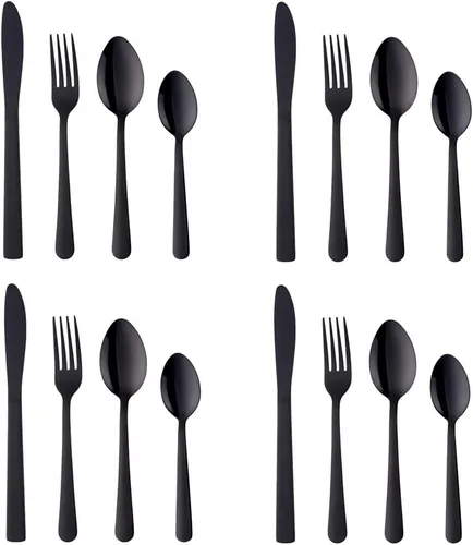 Miniatura 21 de BuyGo - Juego de cubiertos de acero inoxidable de 32 piezas, juego de 8 cubiertos, incluye cuchillo, tenedor, cuchara, cuchara de té para 8 personas