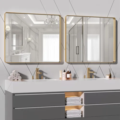 Miniatura 16 de Hasipu - Juego de 2 espejos de baño para pared, espejos de baño con marco de metal negro de 30 x 24 pulgadas para sobre lavabo, espejos