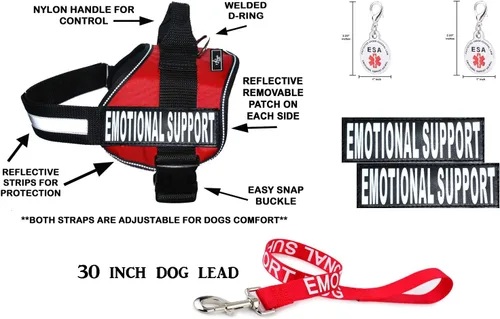 Miniatura 2 de Doggie Stylz - Kit de arnés de chaleco oficial de apoyo emocional ESA. Incluye chaleco, juego de parches reflectantes extraíbles de apoyo emocional