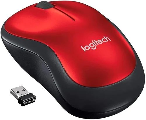 Logitech Ratón inalámbrico M185, 2.4 GHz con mini receptor USB, duración de la batería de 12 meses, seguimiento óptico de 1000 DPI, ambidiestro, Rojo