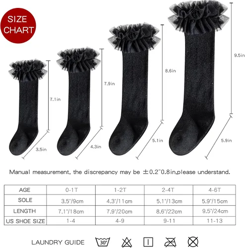 Miniatura 5 de Calcetines largos con volantes para bebés y niñas de 6 a 12 meses