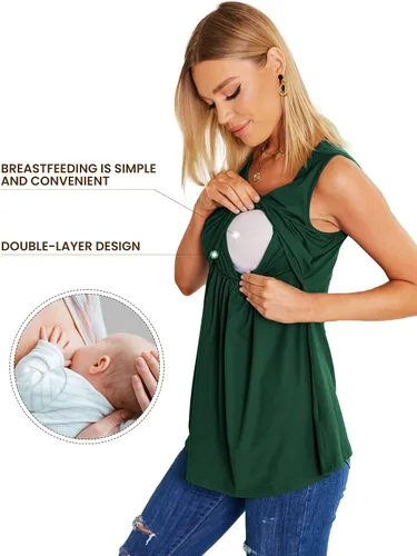Miniatura 2 de Ekouaer Camisetas sin mangas de lactancia para mujer, paquete de 3