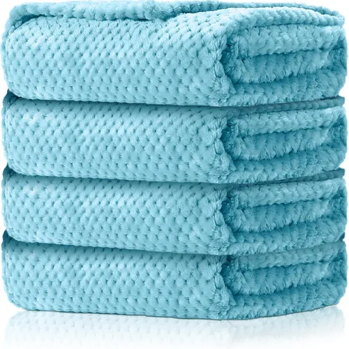 Miniatura 10 de Reginary 4 Pack Fuzzy Blanket 30 x 40'' Waffle Flannel Baby Throw Blankets Warm Nursery & Crib Blankets for Girl & Boy Newborn Infant