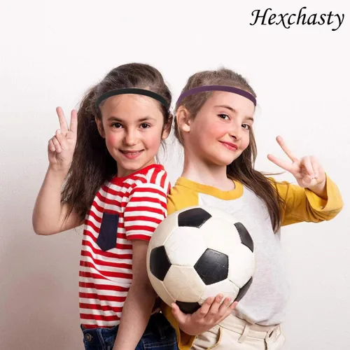 Miniatura 5 de Hexchasty 9 diademas elásticas delgadas para mujeres, diademas elásticas delgadas, bandas deportivas para el cabello para mujeres, hombres, niñas