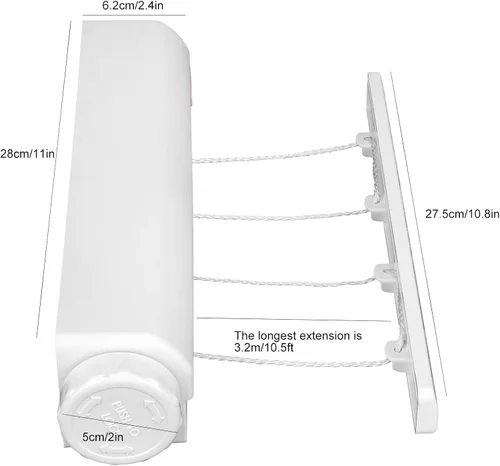 Miniatura 6 de Kit de tendedero retráctil, de plástico, moderno, telescópico retráctil, cuerda de secado de ropa para interiores y exteriores, hogar, baño