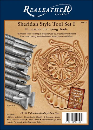 Realeather Juego de herramientas de sellos de cuero para manualidades en cuero, 10 herramientas de estampado, juego de sellos estilo Sheridan I
