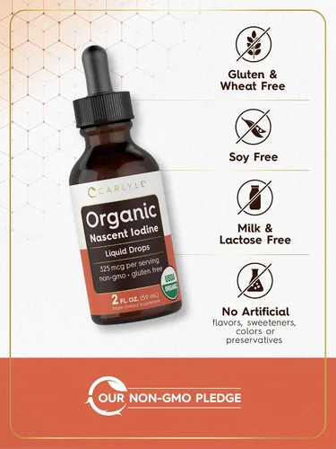 Miniatura 4 de Carlyle Gotas líquidas orgánicas de yodo naciente 2 onzas líquidas Suplemento vegano Sin OMG, sin gluten
