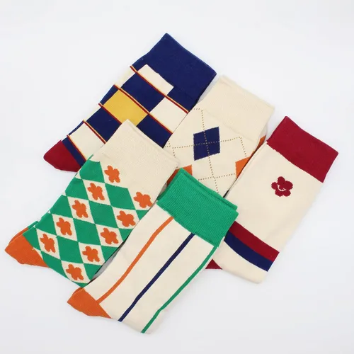 Miniatura 93 de TOEJYJ Calcetines de vestir divertidos para hombre, paquete de calcetines casuales divertidos, coloridos calcetines de algodón a rayas, talla 10-13