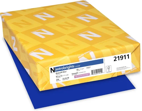 Neenah Paper 21911 Astrobrights Cartulina de colores, 8.5 pulgadas x 11 pulgadas, 65 lb/176 GSM, azul despejado, 250 hojas