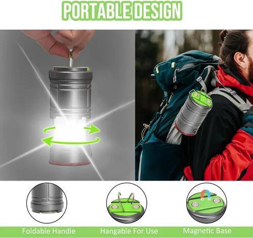 Miniatura 3 de Lichamp Linterna LED plegable para campamento, linterna LED portátil, ligera, impermeable, 4 modos de luz, kits de supervivencia para interiores
