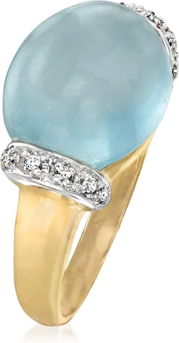 Miniatura 3 de Ross-Simons 12.00 Carat Aquamarine Ring With Diamond Accents in 14kt Yellow Gold