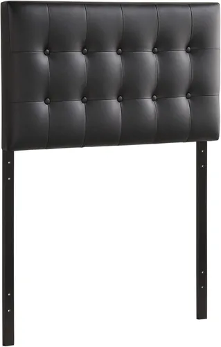 Miniatura 3 de Cabecero de cama individual, Modway Emily, tapizado en vinilo de color blanco, Poliuretano, Vinilo negro