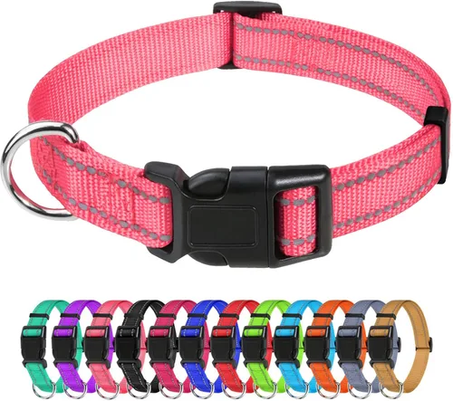 Miniatura 17 de TagME Collares de nailon reflectantes para perros, collar ajustable clásico para mascotas con hebilla de liberación rápida para perros pequeños