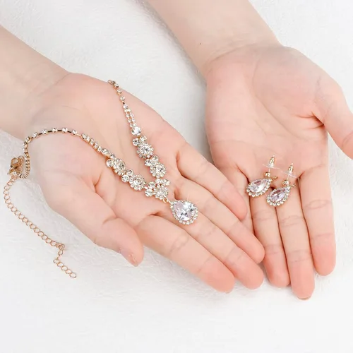 Miniatura 4 de COCIDE Silver Jewelry Set for Women Crystal Tiara and Necklace Kit for Girls Rhinestone Crown Earrings Neck Accessories for Bride Wedding Birthday