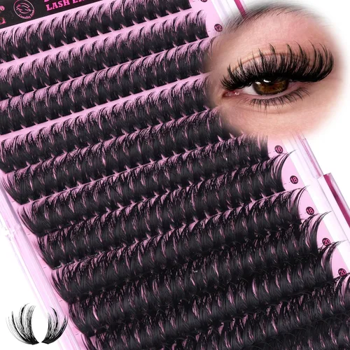 Miniatura 21 de Kit de extensión de pestañas DIY racimos de pestañas D-Curly voluminosos, pestañas individuales, kit de extensión de pestañas con herramienta