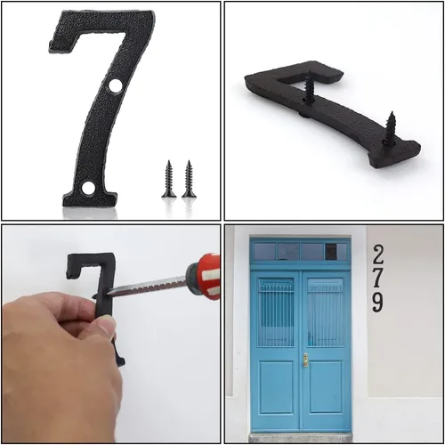 Miniatura 3 de Números y letras de casa de hierro fundido de 3 pulgadas, números de casero de hierro fundido vintage, números de buzón de puerta de metal sólido