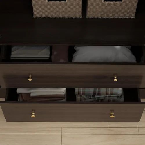 Miniatura 7 de AGOTENI Armario grande para dormitorio con 1 espejo y 2 cajones, armario de 70.9 pulgadas de alto con puertas y estantes, barra para colgar