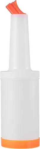 Miniatura 26 de Restaurantware Botella de plástico de almacenamiento de 2 cuartos de galón, con boquilla roja y tapa, botella de almacenamiento de barra, 4 3/4 Rojo