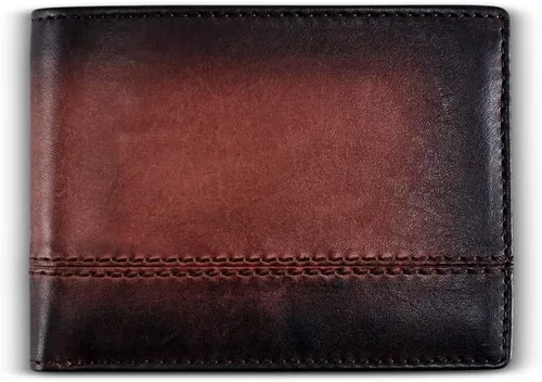 BULL GUARD Cartera de cuero Rfid Los respetados caballeros plegables delgadas para hombres Bloqueo RFID seguro de viaje Cartera de cuero de grano