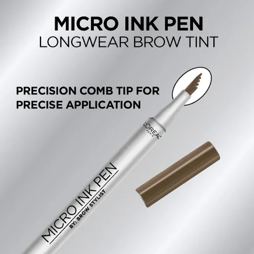 Miniatura 5 de L'Oreal Paris Micro Ink Pen de Brow Stylist, tinte de cejas de larga duración, efecto similar al cabello, hasta 48 horas de uso, punta de peine