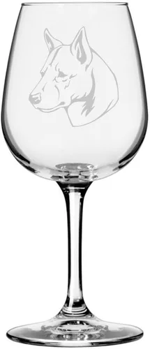 Miniatura 60 de Copa de vino de 12.75 onzas con diseño de perro grabado