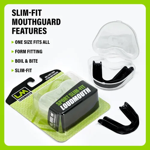 Miniatura 3 de Loudmouth Sport Slim-Fit Boil & Bite - Protector bucal (paquete de 2) más funda protectora bucal, protección avanzada para todos los deportes