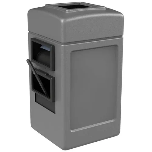 Miniatura 2 de Contenedor de basura negro de 28 galones con dispensador de toallas, escobilla de goma y estación de lavado de parabrisas, cubo de basura, papelera
