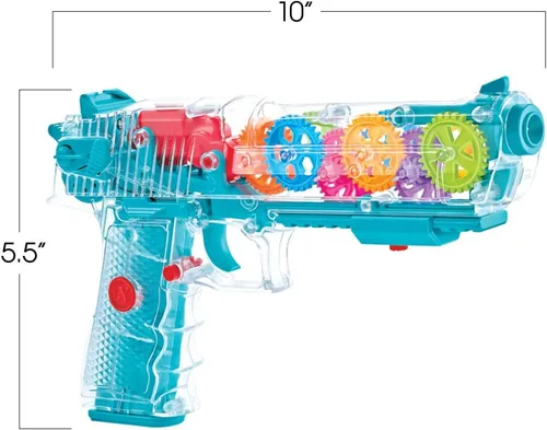 Miniatura 3 de ArtCreativity Pistola de juguete iluminada para niños, pistola espacial de acción con luces, sonidos y engranajes móviles, baterías incluidas