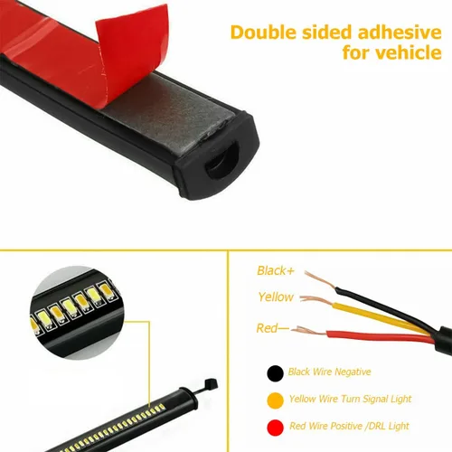 Miniatura 3 de zipelo 2 luces LED de señal de giro para motocicleta, intermitentes flexibles de doble color blanco y ámbar para horquilla con función switchback