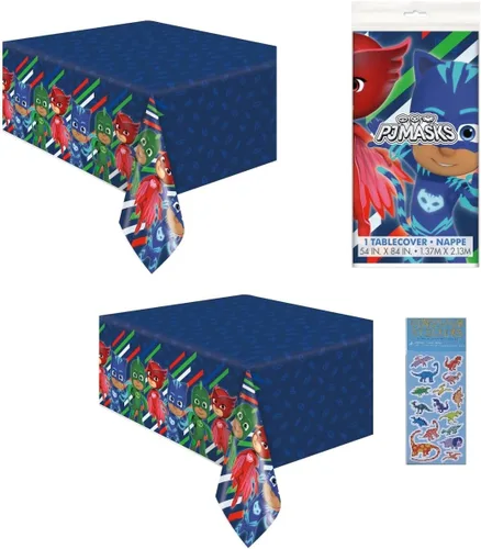 Unique PJ Masks - Paquete de decoración para fiesta de cumpleaños, incluye fundas rectangulares de plástico de 54 x 84 pulgadas, 2 unidades