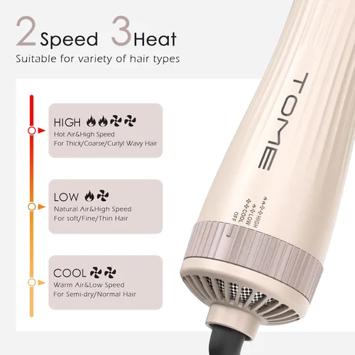 Miniatura 4 de Cepillo secador de pelo, cepillo secador de pelo de 1200 W en uno, cepillo de aire caliente redondo de 1.772 in para volumen y golpes suaves, doble