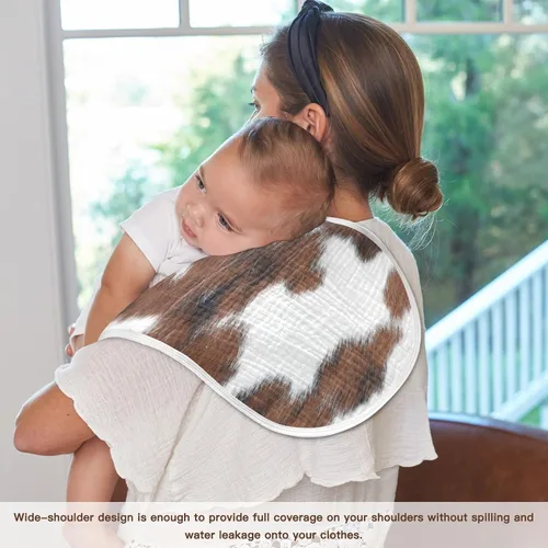 Miniatura 6 de Juego de 1 paños de muselina para bebé, suaves y absorbentes, con estampado de vaca, baberos, toalla facial para niños recién nacidos, 22 x 11 Vaca