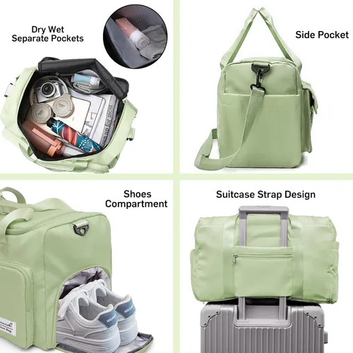 Miniatura 3 de Suruid Bolsa de gimnasio deportiva con compartimento para zapatos, bolsa de viaje con bolsillo separado seco y húmedo para hombres y mujeres, bolsa