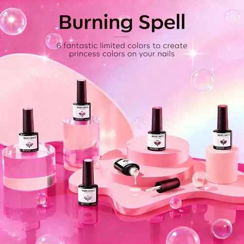 Miniatura 2 de modelones - Juego de 6 esmaltes en gel, tonos verano, rosa, rosa fuerte, rosa neón, blanco, magenta, de suave claro a oscuro,arte para amantes