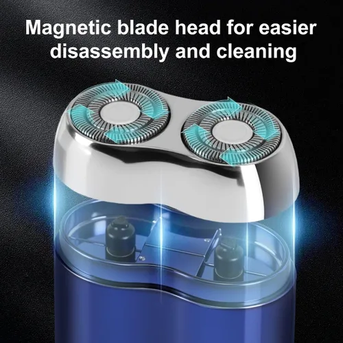 Miniatura 3 de Nueva mini afeitadora eléctrica para hombres, afeitadora de doble cabeza de bolsillo, afeitadora portátil para hombres, afeitadora eléctrica Azul