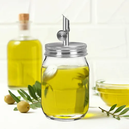 Miniatura 7 de Tapas de vertido de boquilla para tarro de acero inoxidable de boca regular. Bloqueo automático y flujo libre. Adecuado para aceites, brillo