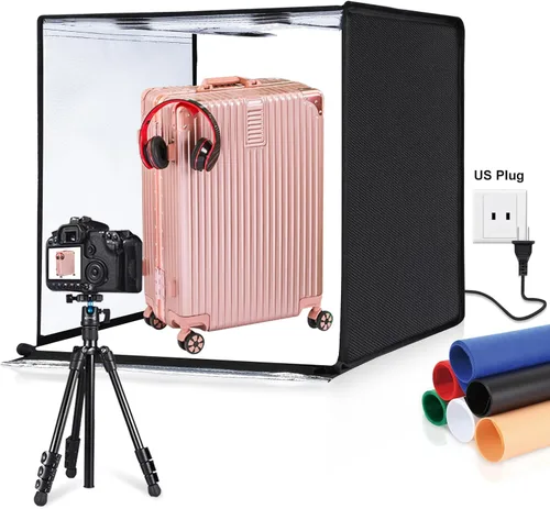 Miniatura 16 de PULUZ - Caja de estudio fotográfico, mini caja de luz plegable, anillo de luz LED, portátil, estudio fotográfico, fotografía, tienda de campaña, kit