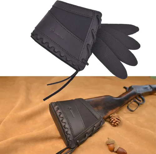 Miniatura 6 de Tas Trost Almohadilla reductora de retroceso de lona de cuero para rifles, escopetas, almohadilla antideslizante de culata Negro