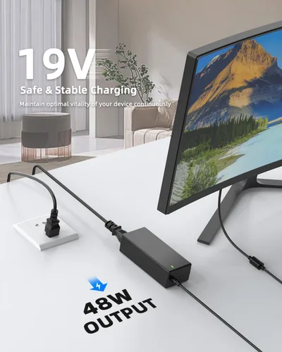 Miniatura 2 de Cable de alimentación de 19 V CC compatible con cargador de monitor LG 32LH570B 29UM57-P 27EA63V-P 26LN4500 25UM57 32 27 26 24 23 22 20 19 pulgadas