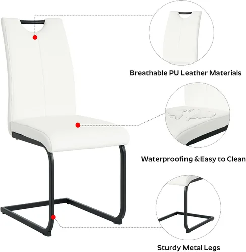 Miniatura 17 de Juego de mesa de comedor redonda moderna de vidrio de 36 pulgadas para 2, mesa de comedor de vidrio con patas cruzadas de metal, mesa de cocina