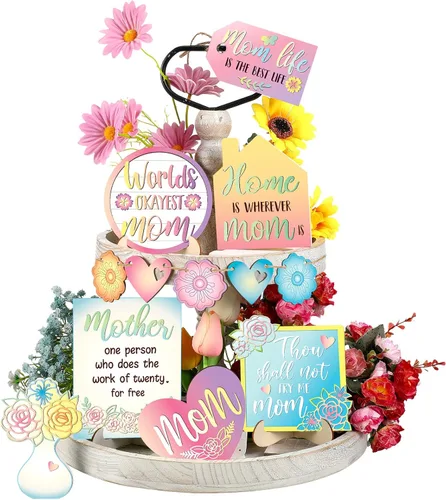 Miniatura 9 de Juego de 13 piezas de decoración de bandejas escalonadas de sandía de verano, letrero de madera de verano de madera de Hawaii, decoración de bandeja