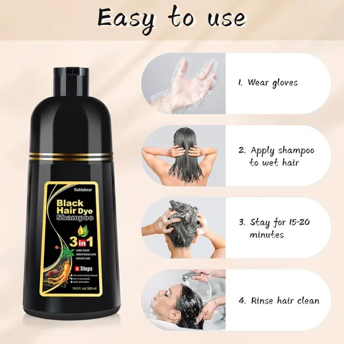 Miniatura 3 de Bablabear - Champú con color para cabello gris, tinte de cabello semipermanente para mujeres y hombres, ingredientes herbales, 3 en 1, cobertura