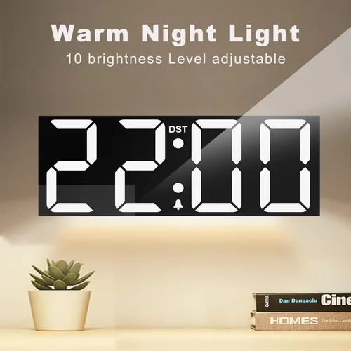 Miniatura 3 de JALL Reloj de pared digital grande de 22'', pantalla de números LED grande, DST, luz nocturna para aula, sala de estar, dormitorio, montado, regalo