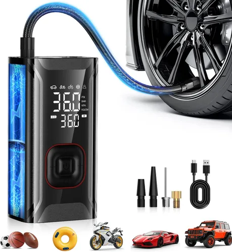 Miniatura 9 de Inflador de Neumáticos Compresor de Aire Portátil, Mini Bomba de Aire para Neumáticos de Coche, Bomba de Neumáticos de Bicicleta Eléctrica