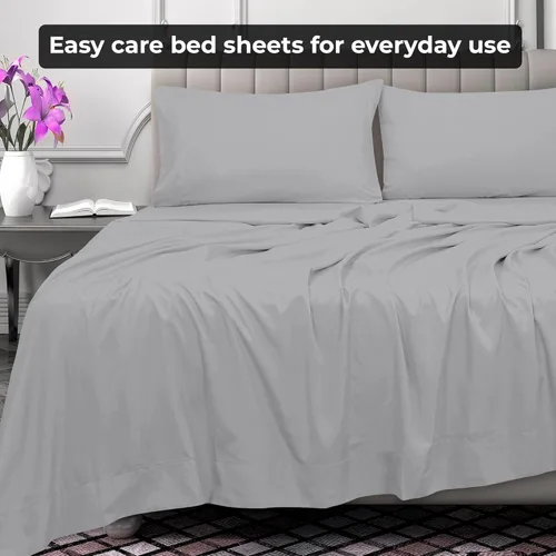 Miniatura 6 de Royale Linens Sábana encimera Twin XL - Sábanas lisas ultrasuaves de microfibra cepillada 1800 solamente - Libre de arrugas y resistente a las Plata
