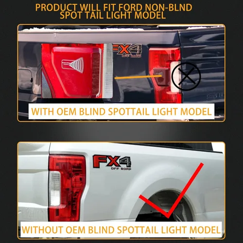 Miniatura 3 de Ensamble de luz trasera izquierda para el conductor compatible con 2017-2019 Ford F-250 F-350 Super Duty Luz trasera de freno de repuesto