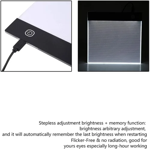 Miniatura 3 de Caja de luz de almohadilla de seguimiento A5 LED para dibujar Tablero de luz LED regulable de 3 niveles Tableta de copia portátil boceto de artes