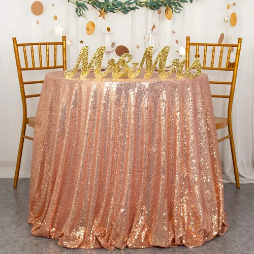 Miniatura 15 de ShiDianYi Mantel redondo de 50 pulgadas, mantel de lentejuelas plateadas con purpurina, mantel circular de lino con lentejuelas plateadas