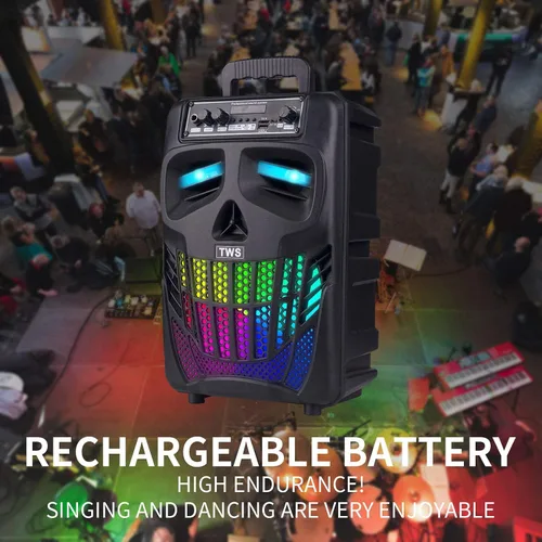 Miniatura 2 de E I F E R Altavoces Bluetooth Cool Skull, Altavoz Portátil Inalámbrico, Compatible con Smartphones y Tablets, Adecuado para Hogar, Jardín, Fiesta